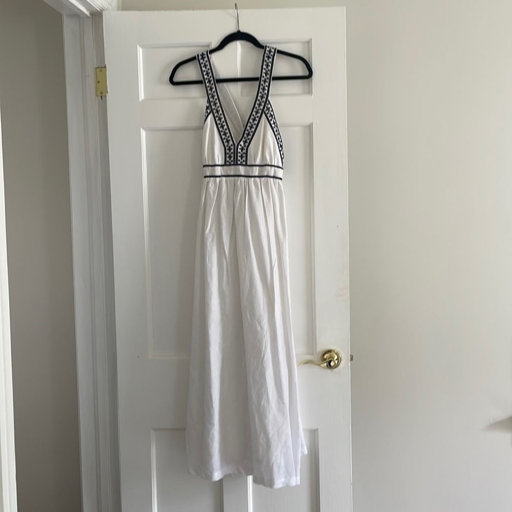 J Crew White Blue Maxi Dress